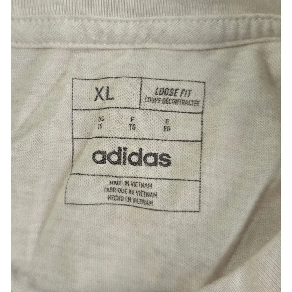 Adidas Girls XL Loose Fit Graphic T-Shirt Tan Heather Side Tie AA3189 NWT